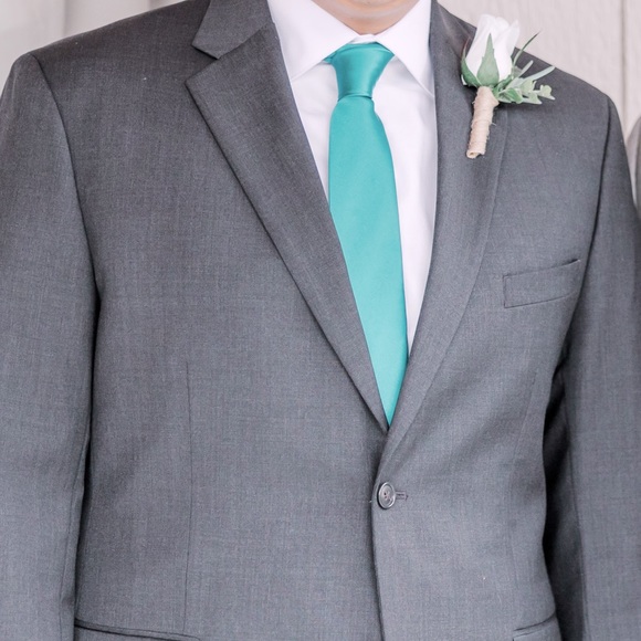 Turquoise silk tie - Picture 3 of 6